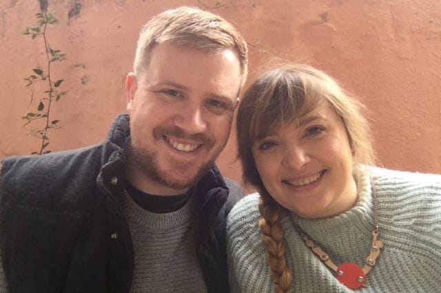 Ben on the left and Nathalie on the right. Both smiling!